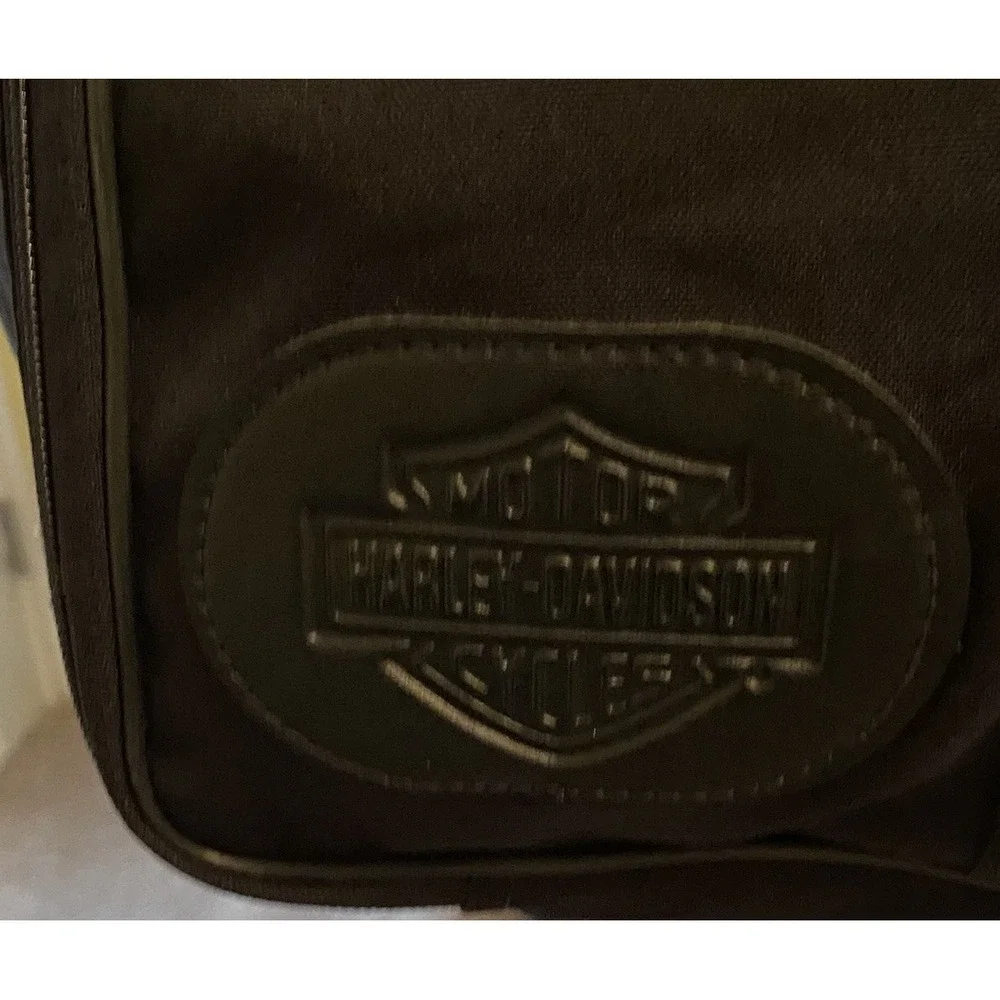 Harley‎ Davidson Large Embossed Black Nylon Travel Bag Motorcycle 12x22x9